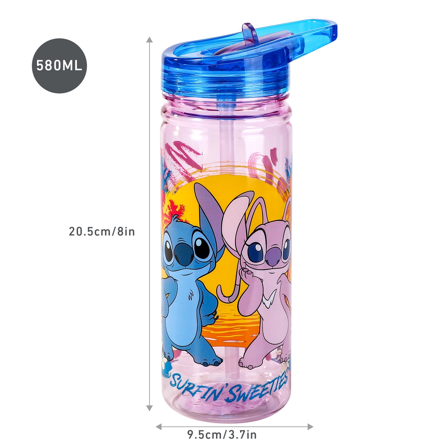 Disney Stitch 580ml Water Bottle for Kids, School Drinks Bottle Made of Durable Ecozen BPA Free