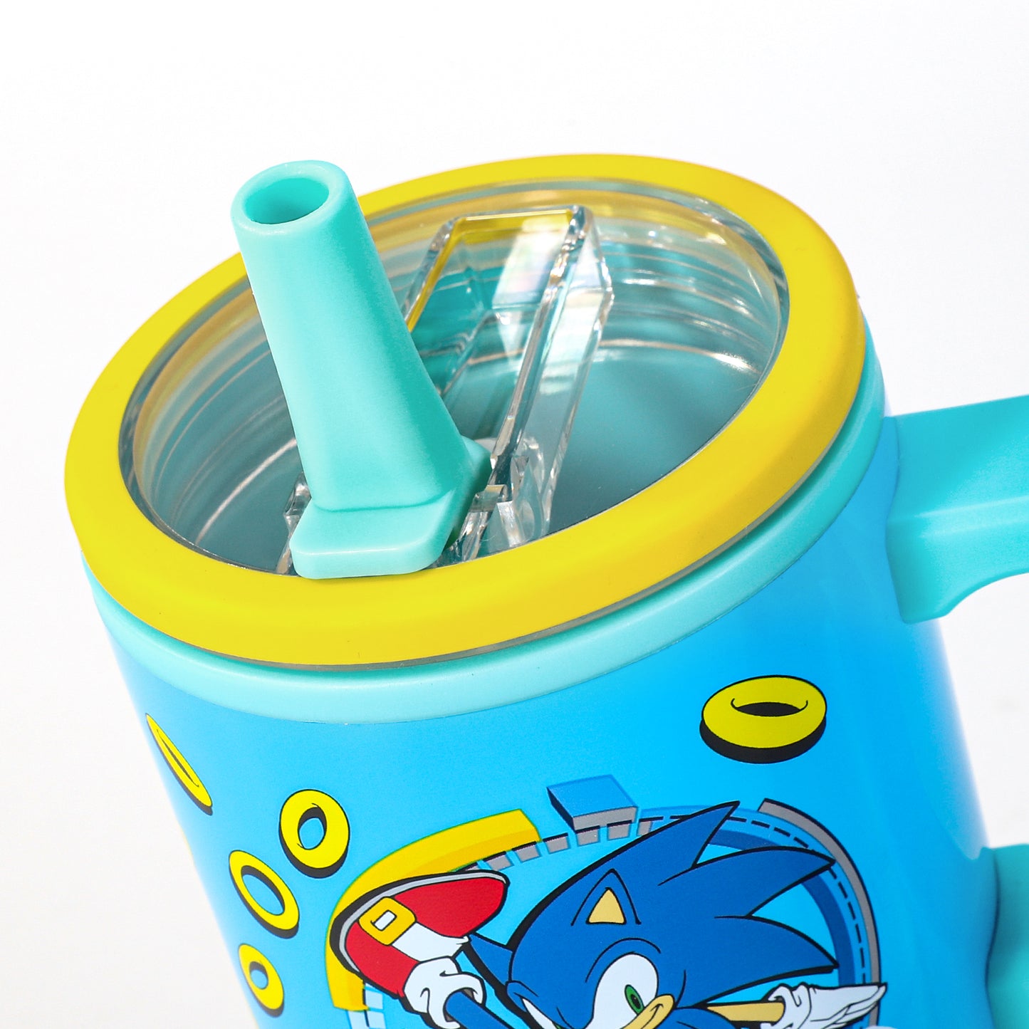 Sonic the Hedgehog 640mL/22oz Double Walled Vacuum Insulated Stainless Steel Tumbler Cup with Handle and Straw, Reusable Insulated Cup for Cold and Hot Drinks