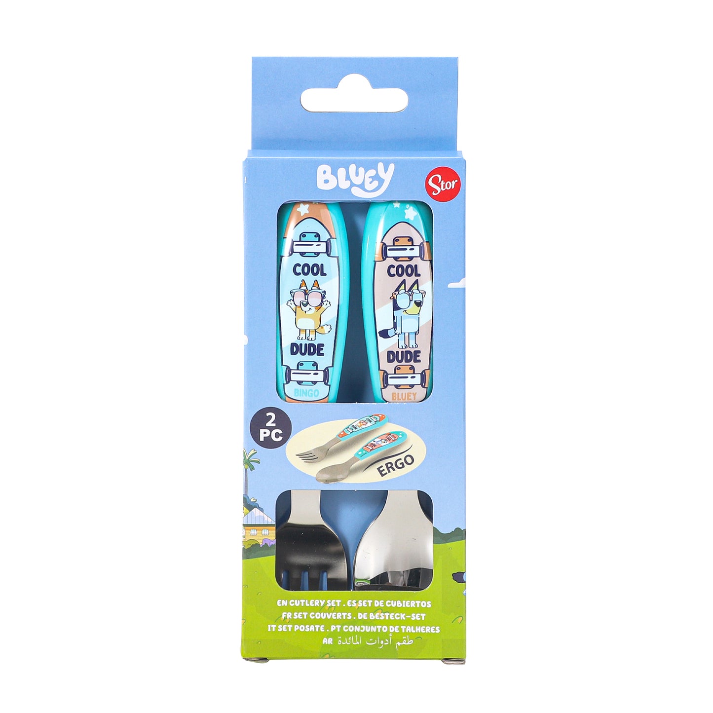 Bluey Children's Kids Ergonomic 2pcs Cutlery Set - Fork and Spoon