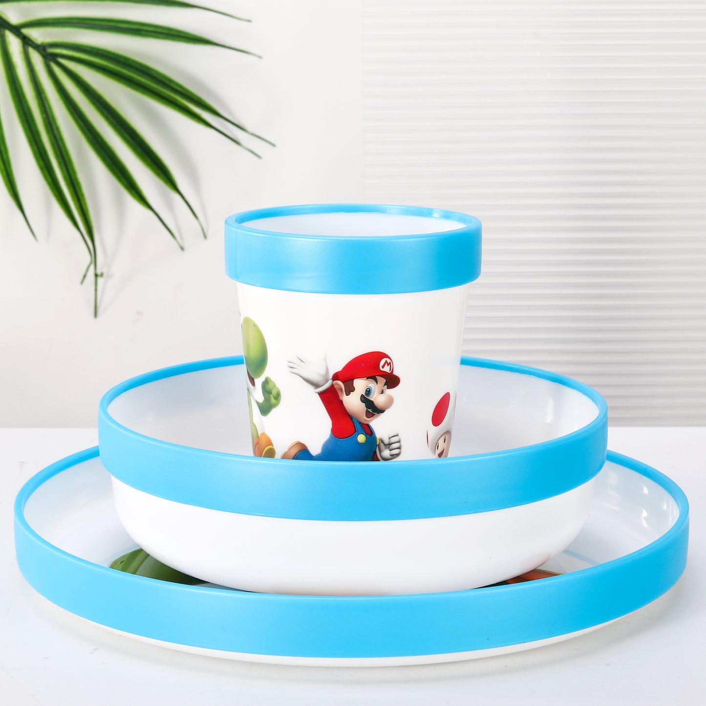 Super Mario Kids 6 Piece Reusable Dinner Set - Plate/Bowl/Cup/Knife/Fork/Spoon - Childrens Dinnerware Tableware Cutlery Set