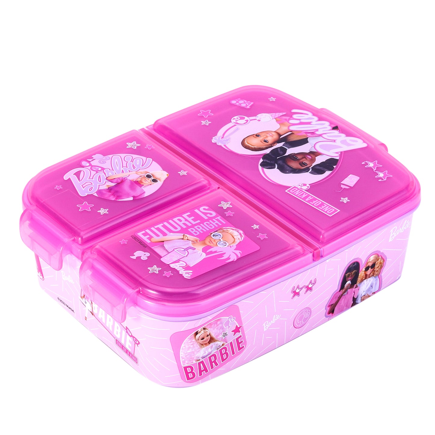 Barbie Kids Childrens Multi Compartment Rectangular School Travel Lunch Food Box Sandwich Bento Container, BPA Free