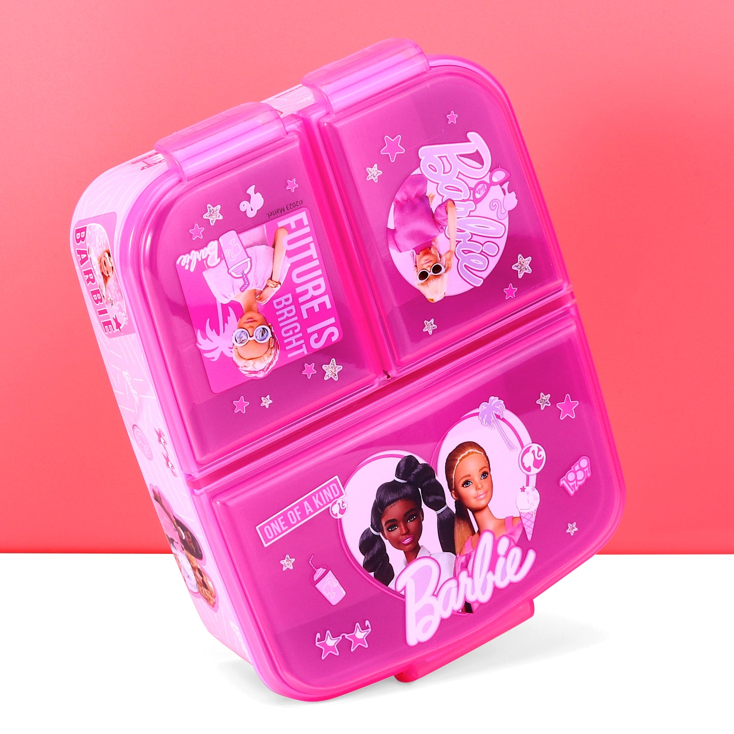 Barbie Kids Childrens Multi Compartment Rectangular School Travel Lunch Food Box Sandwich Bento Container, BPA Free