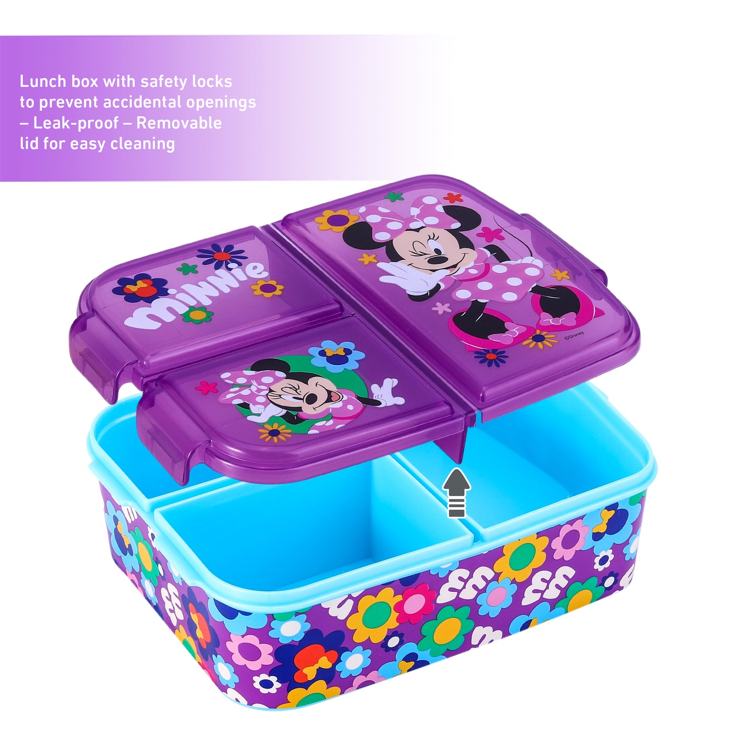 Minnie Mouse Kids Lunch Box Set – Insulated Lunch Bag, Multicompartment Lunch Box & 580ml Water Bottle, BPA Free