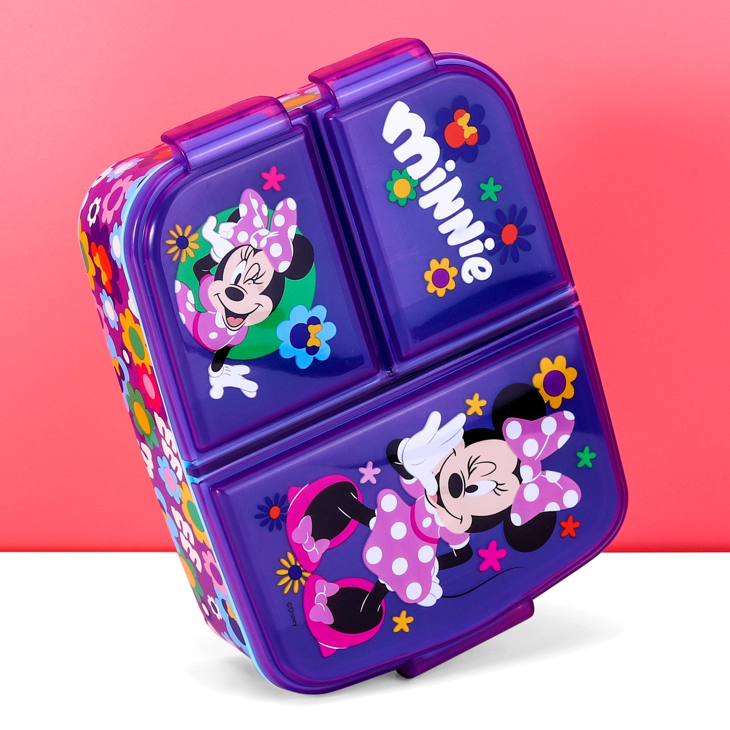 Minnie Mouse Childrens Multi Compartment Rectangular Lunch Food Box Bento Container, BPA Free