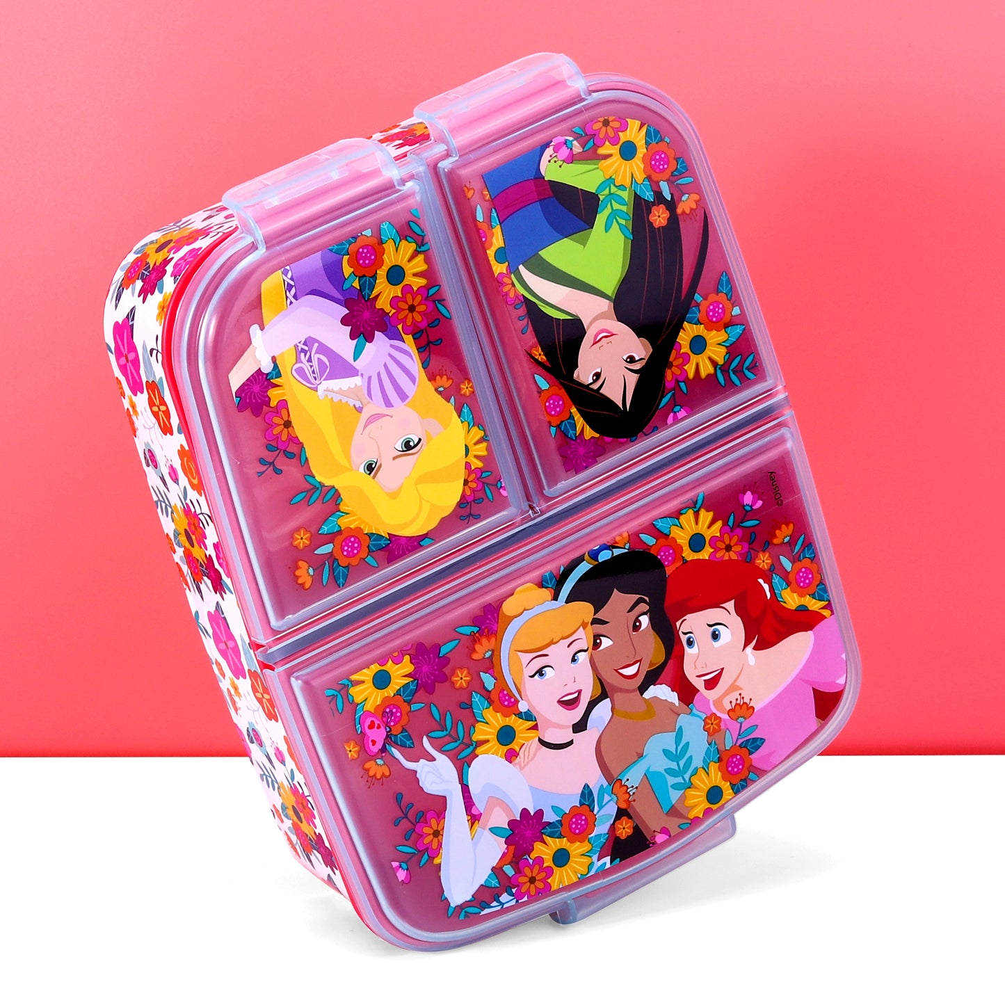 Disney Princess Childrens Multi Compartment Rectangular Lunch Food Box Bento Container, BPA Free