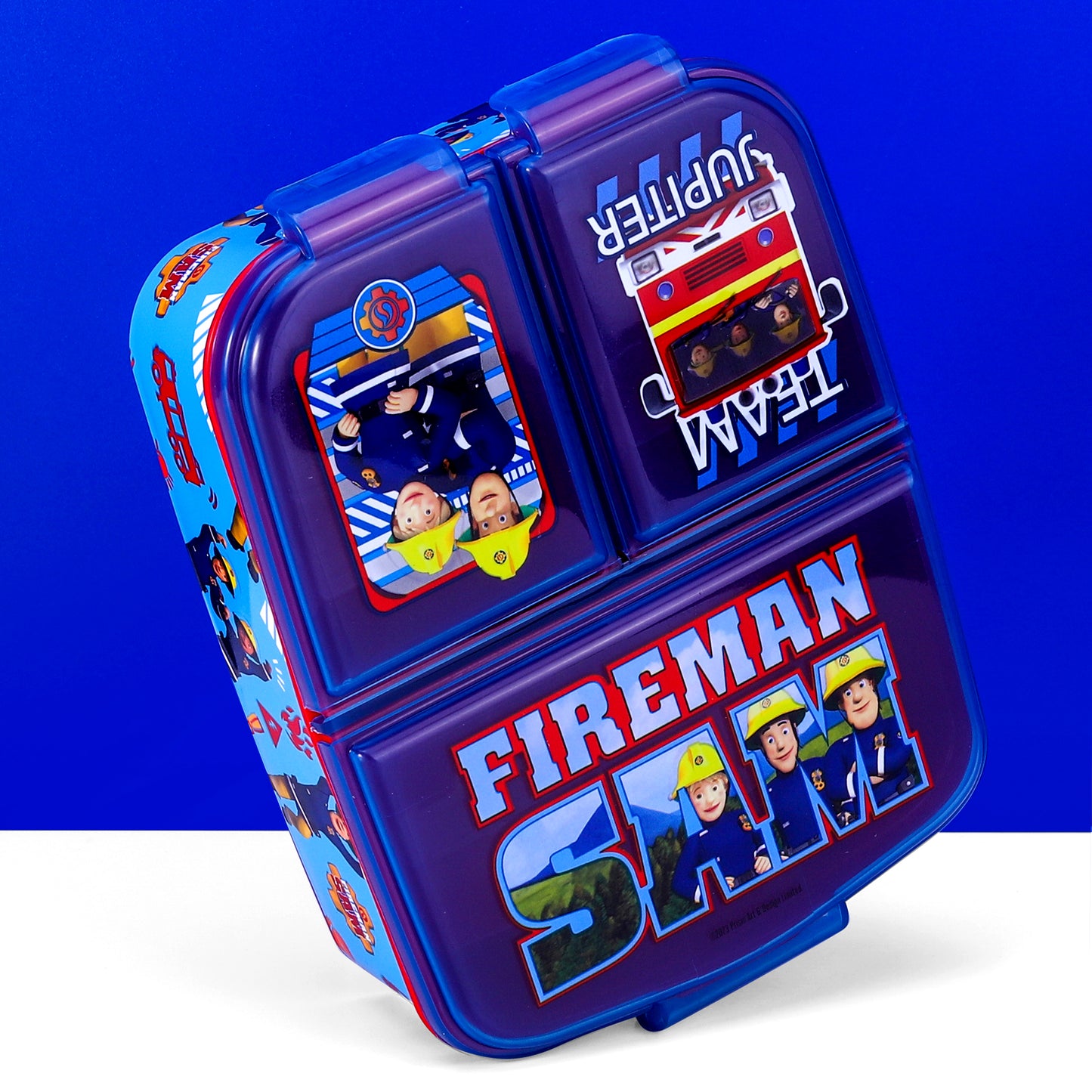 Fireman Sam Childrens Multi Compartment Rectangular Lunch Food Box Bento Container, BPA Free