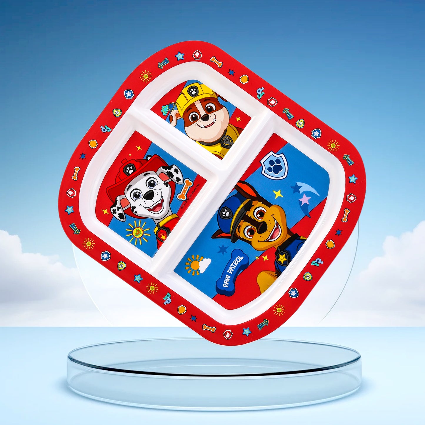 Paw Patrol Boy 3 Section Childrens Divided Breakfast Lunch Dinner Plate