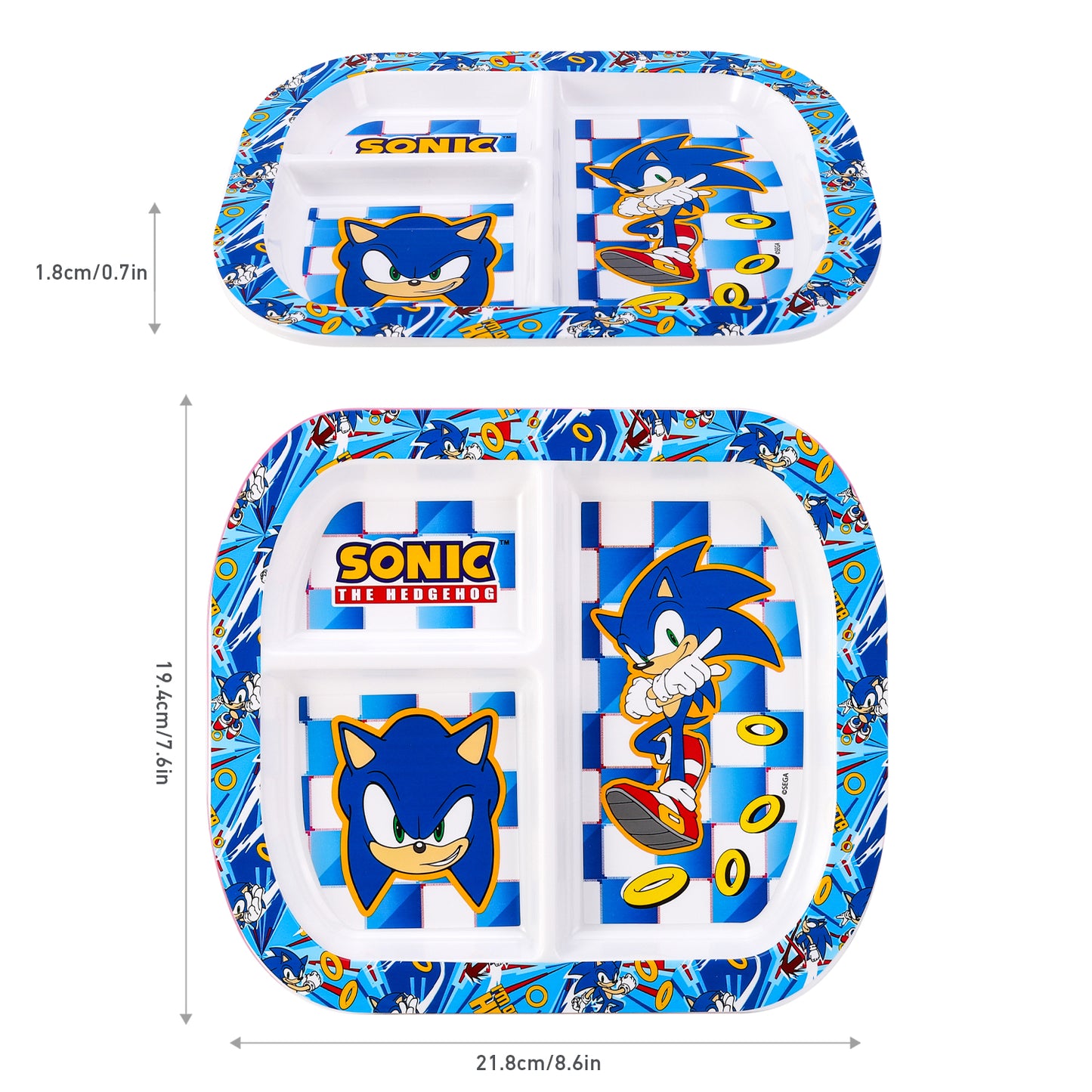 Sonic The Hedgehog 3 Section Childrens Divided Breakfast Lunch Dinner Plate