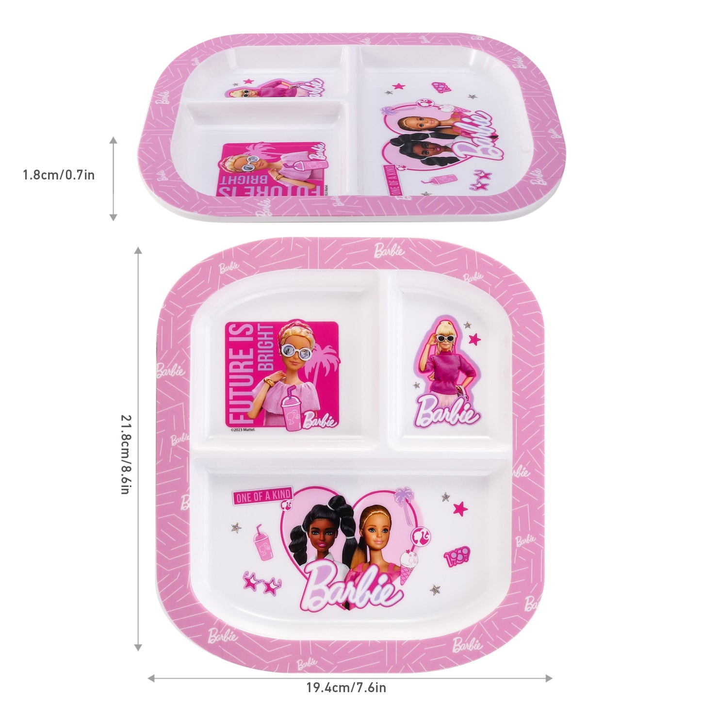 Barbie 3 Section Childrens Divided Breakfast Lunch Dinner Plate