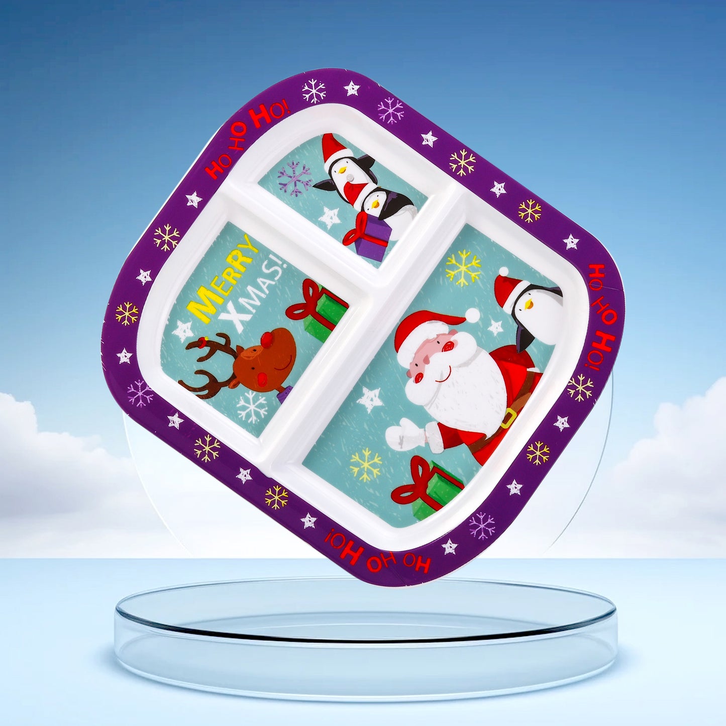 Christmas 3 Section Childrens Divided Breakfast Lunch Dinner Plate