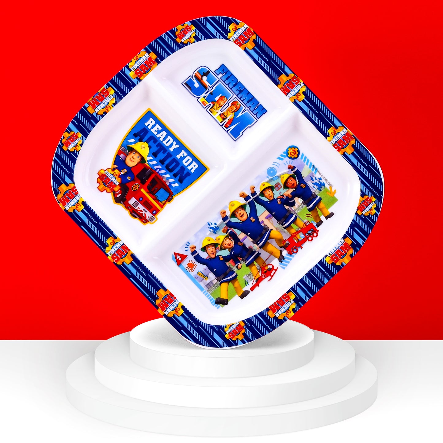 Fireman Sam 3 Section Childrens Divided Breakfast Lunch Dinner Plate