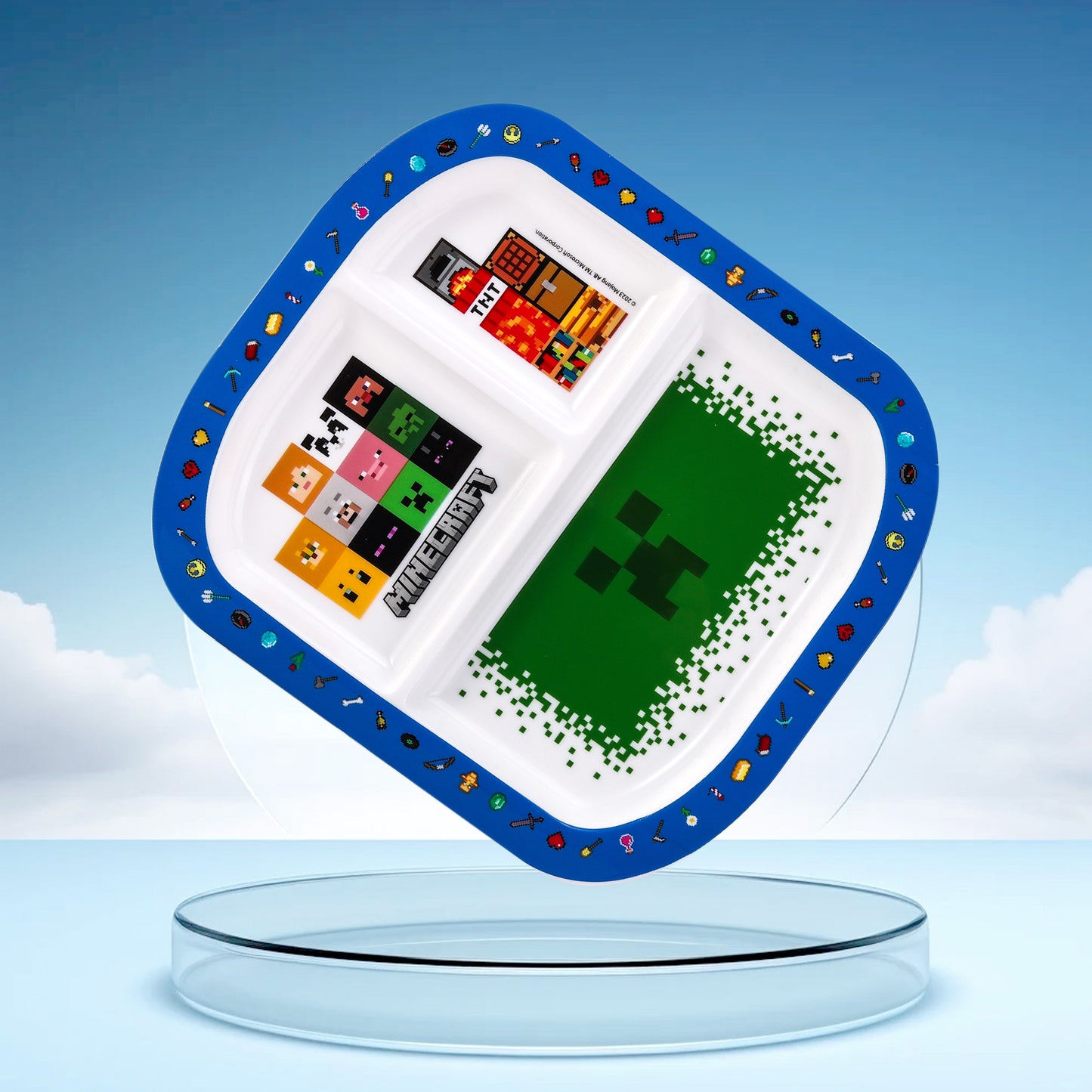 Minecraft 3 Section Childrens Divided Breakfast Lunch Dinner Plate