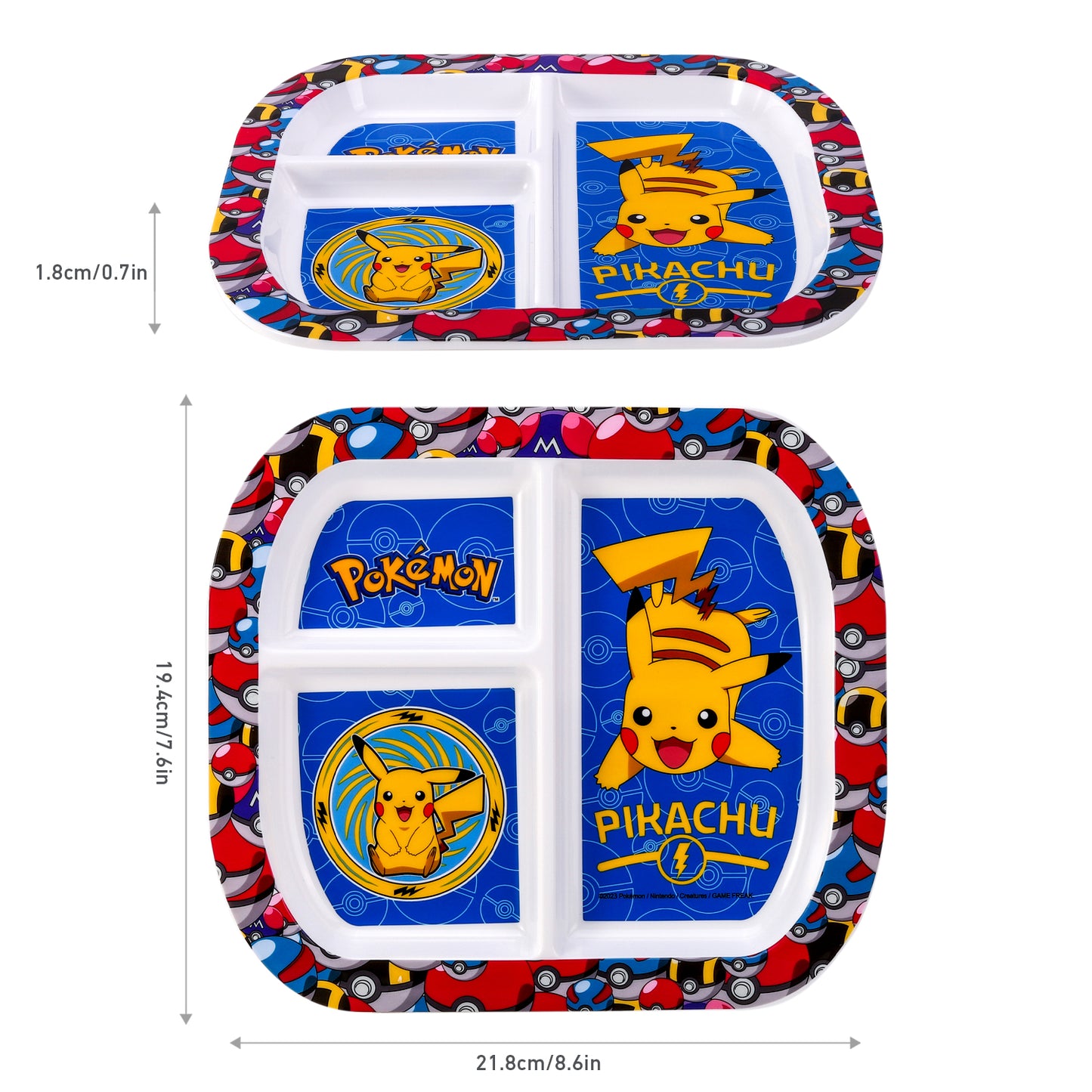 Pokémon 3 Section Childrens Divided Breakfast Lunch Dinner Plate