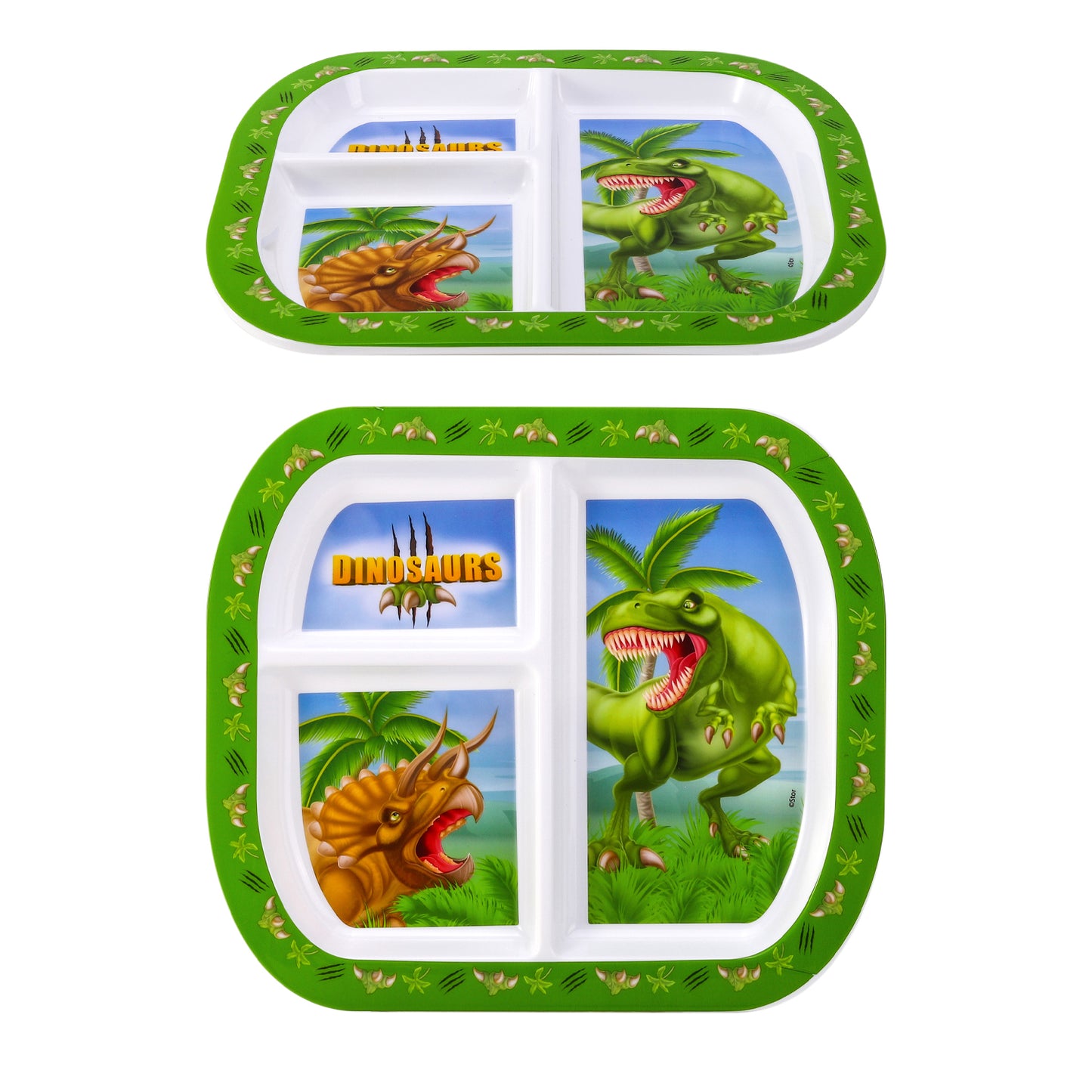 Dinosaur 3 Section Childrens Divided Breakfast Lunch Dinner Plate