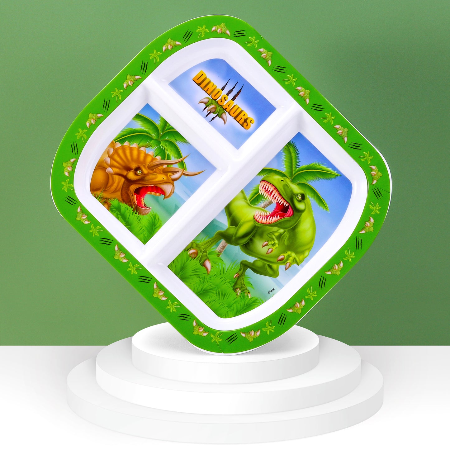 Dinosaur 3 Section Childrens Divided Breakfast Lunch Dinner Plate