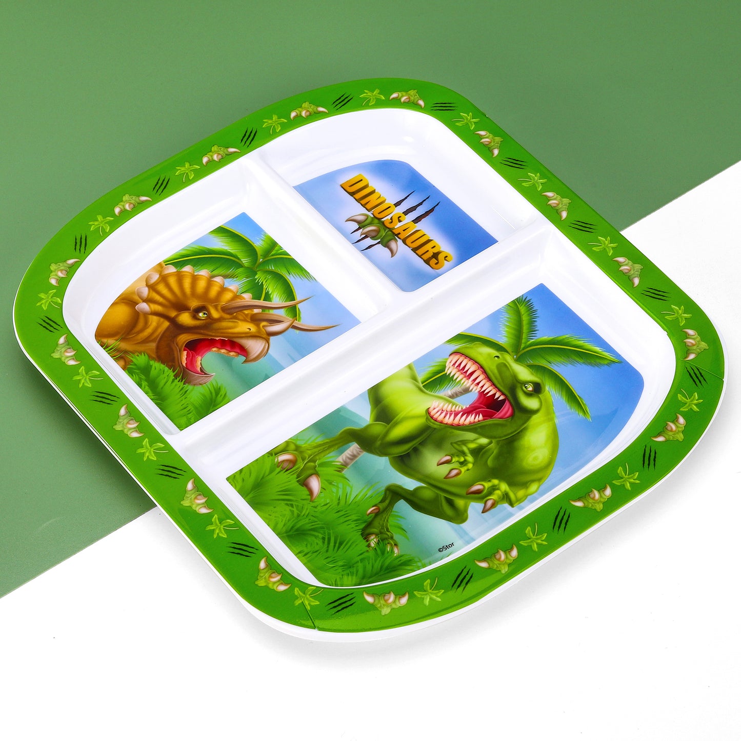 Dinosaur 3 Section Childrens Divided Breakfast Lunch Dinner Plate