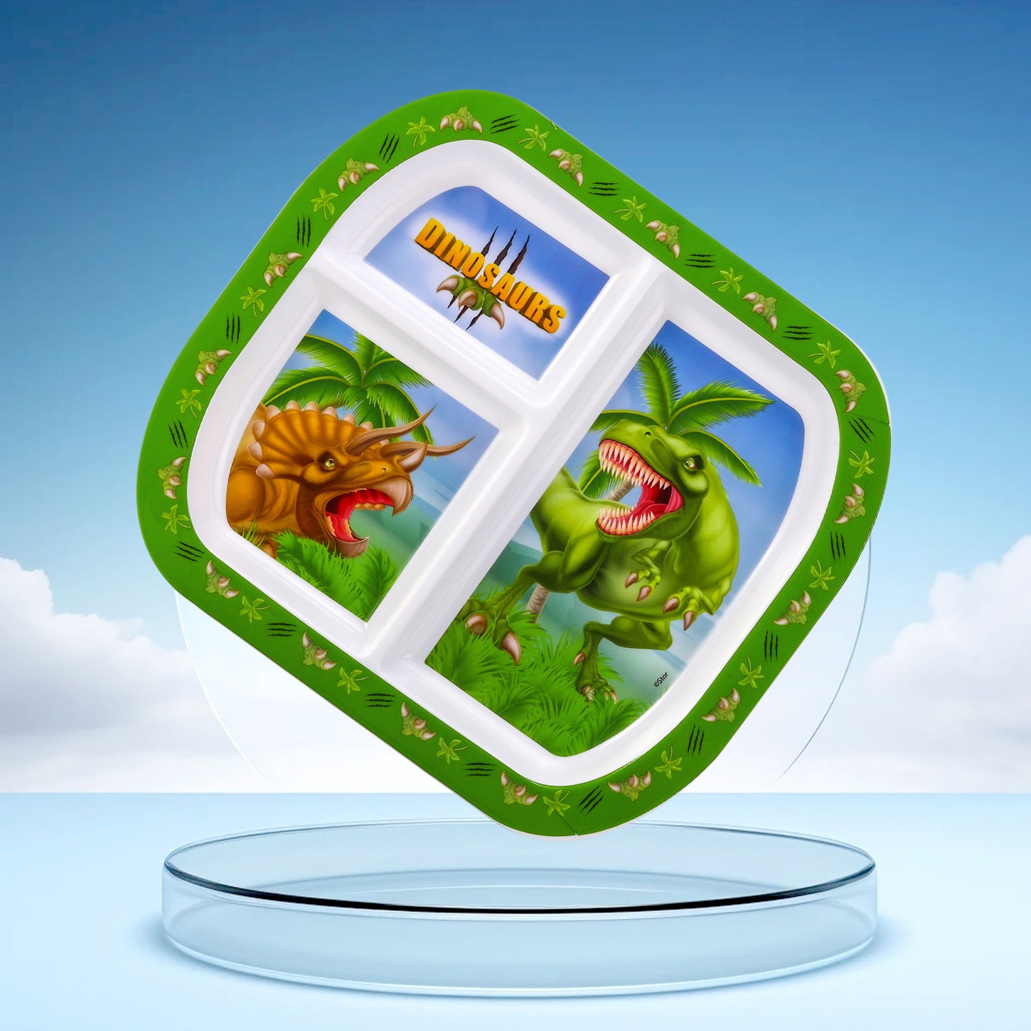 Dinosaur 3 Section Childrens Divided Breakfast Lunch Dinner Plate