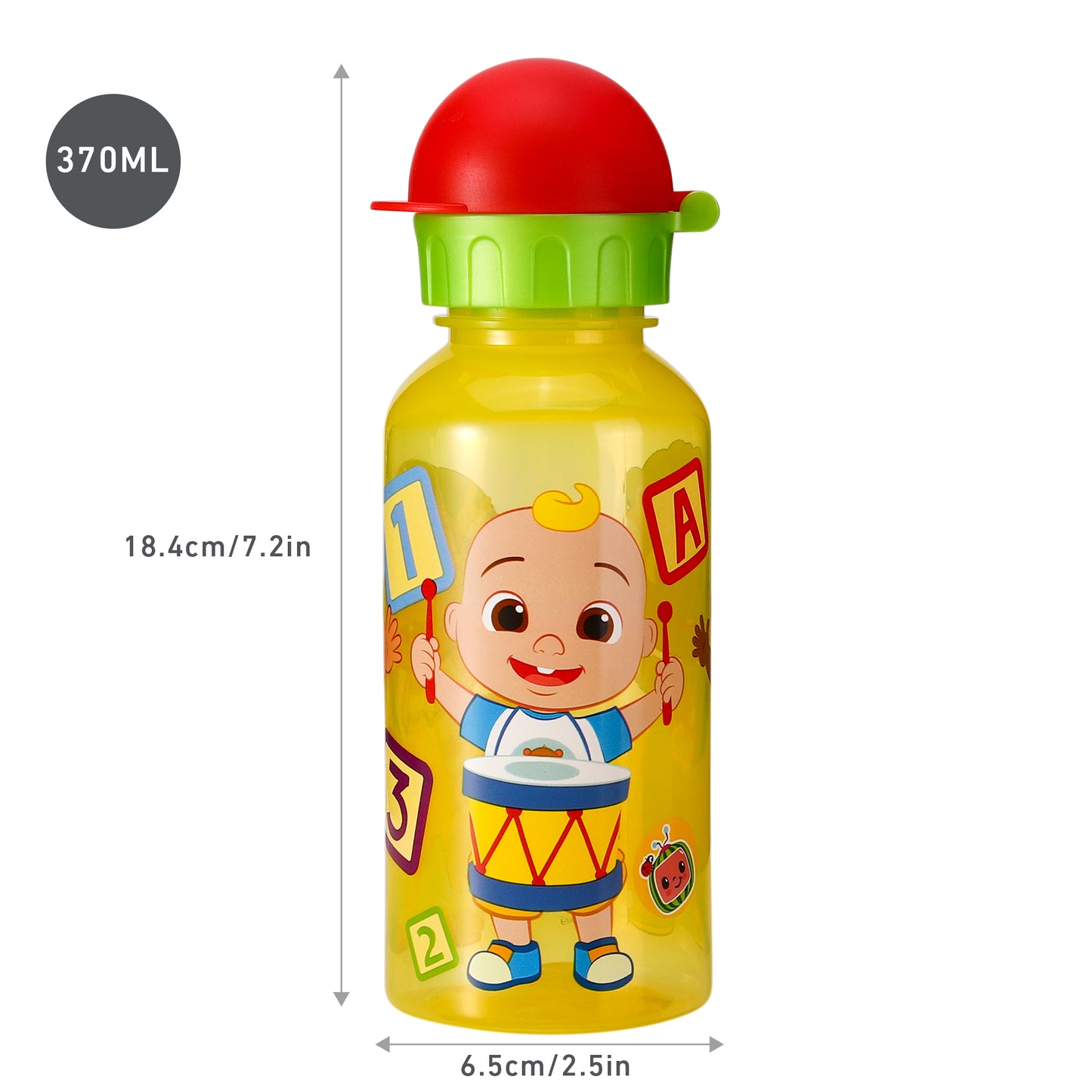 Cocomelon 370ml Water Bottle for Kids School Drinks Bottle Made of Durable Material Reusable BPA Free