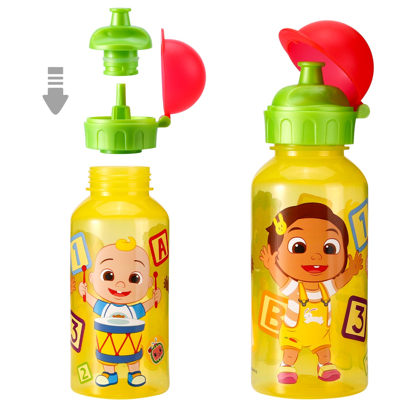 Cocomelon 370ml Water Bottle for Kids School Drinks Bottle Made of Durable Material Reusable BPA Free