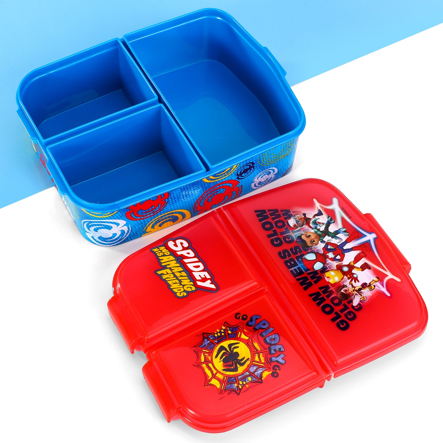 Spidey Childrens Multi Compartment Rectangular Lunch Food Box Bento Container, BPA Free