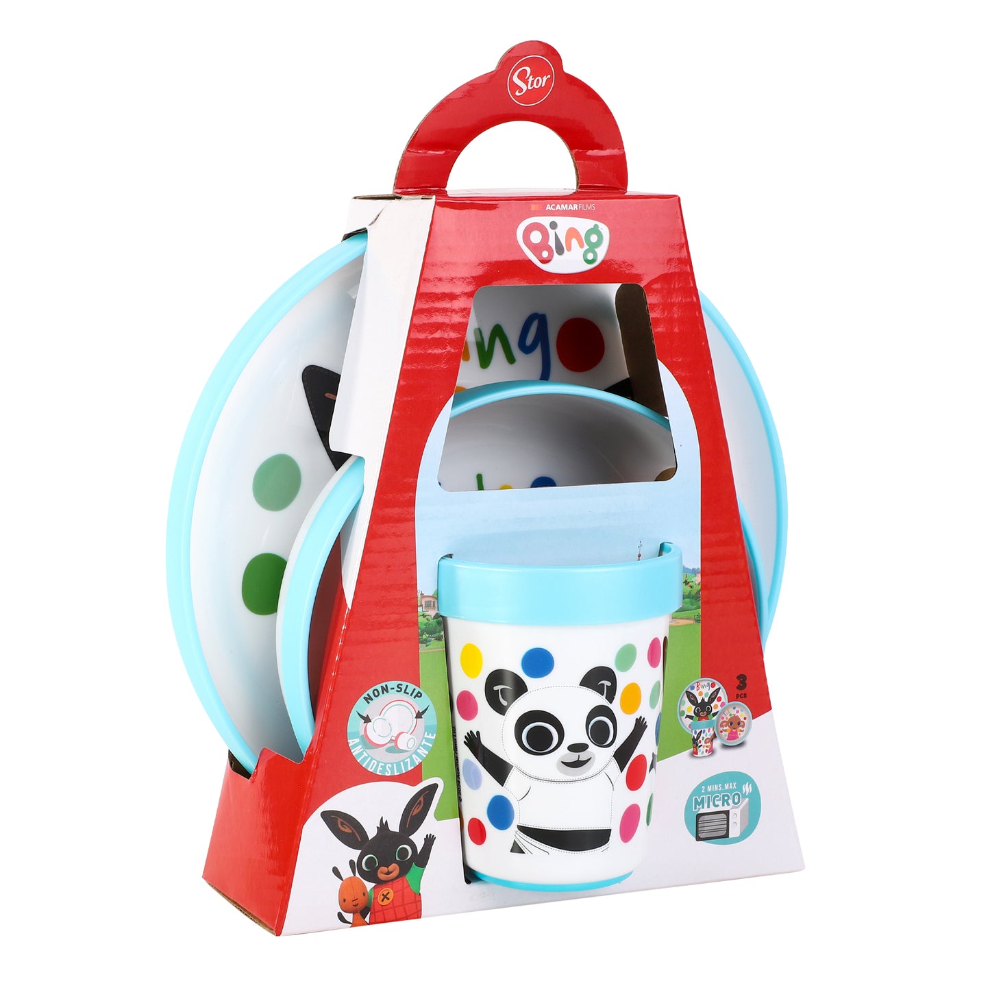 Bing 3pcs Bicolor Premium Kids Dinner Tableware Set Plate, Bowl & Tumbler, BPA Free