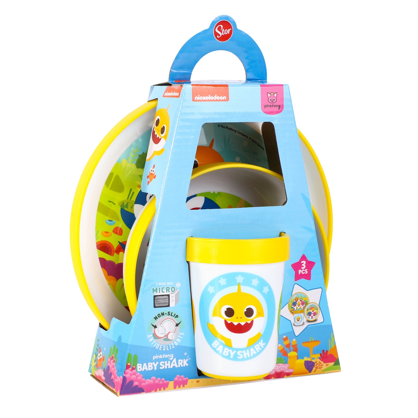 Baby Shark 3pcs Bicolor Premium Kids Dinner Tableware Set Plate, Bowl & Tumbler, BPA Free