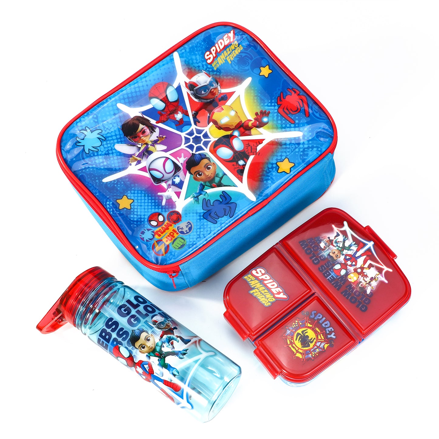 Spidey Kids Lunch Box Set – Insulated Lunch Bag, Multicompartment Lunch Box & 580ml Water Bottle, BPA Free