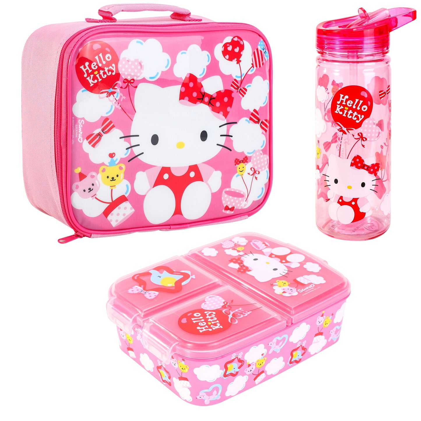 Hello Kitty Kids Lunch Box Set – Insulated Lunch Bag, Multicompartment Lunch Box & 580ml Water Bottle, BPA Free