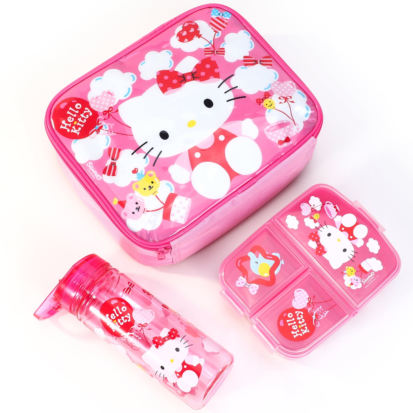 Hello Kitty Kids Lunch Box Set – Insulated Lunch Bag, Multicompartment Lunch Box & 580ml Water Bottle, BPA Free