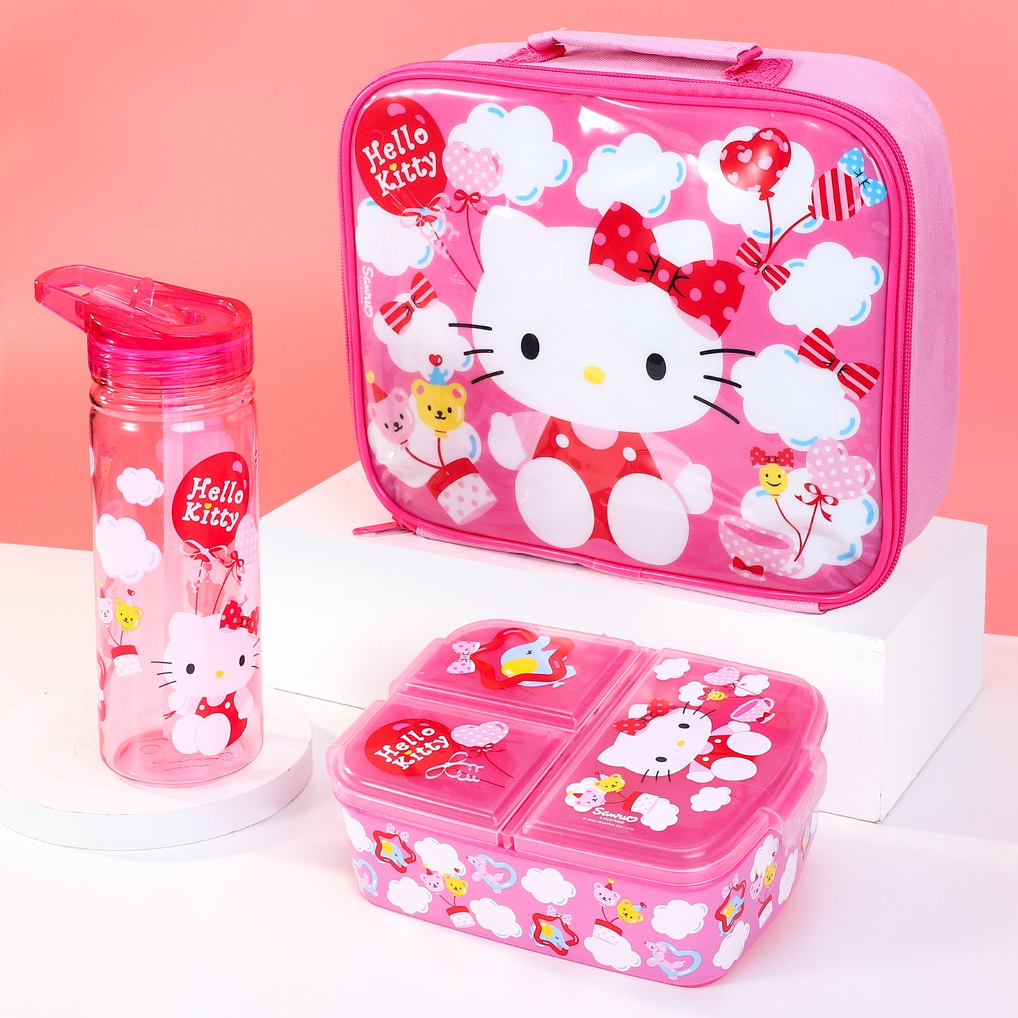Hello Kitty Kids Lunch Box Set – Insulated Lunch Bag, Multicompartment Lunch Box & 580ml Water Bottle, BPA Free