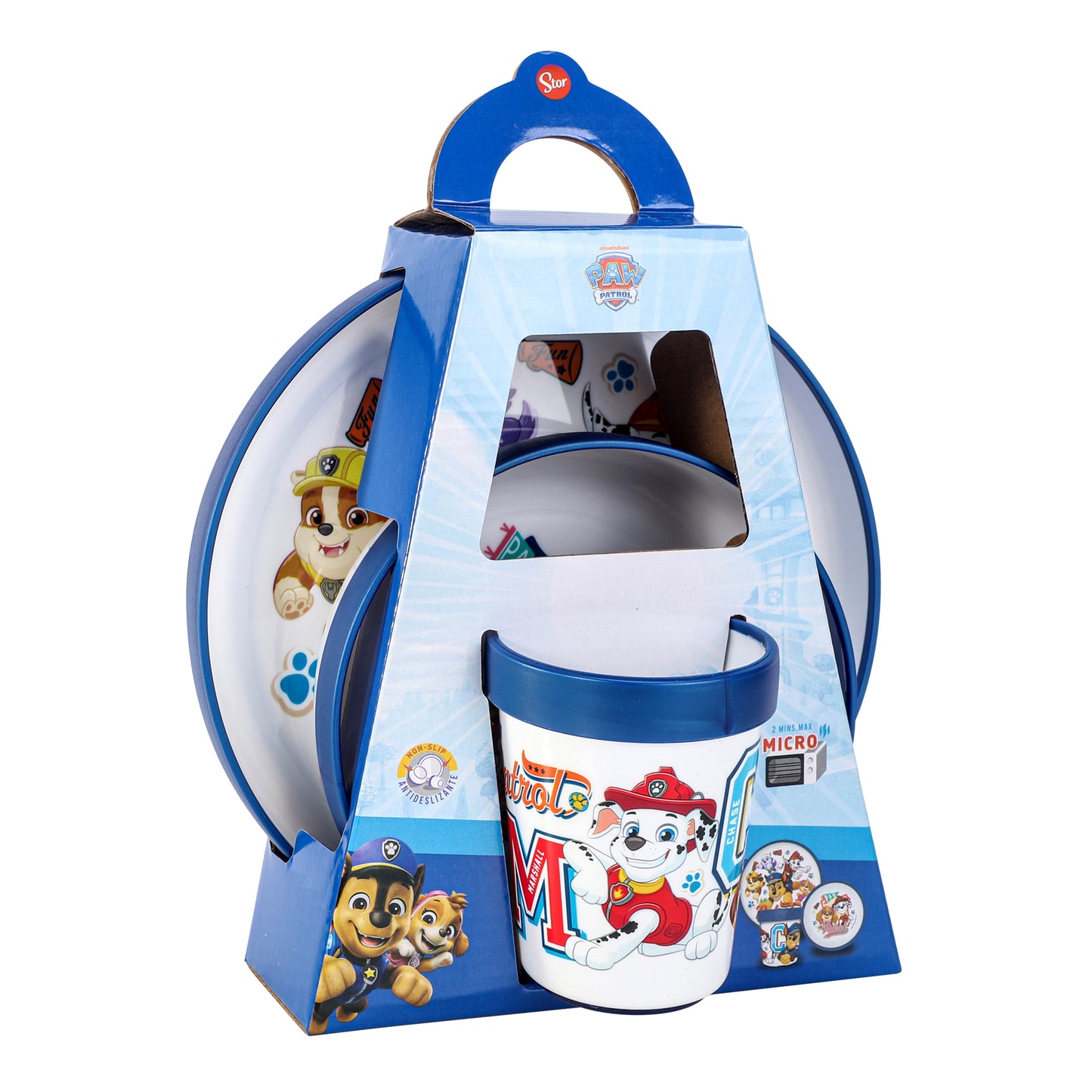 Paw Patrol 3pcs Reusable Bicolor Premium Kids Dinner Tableware Set Plate, Bowl & Tumbler, BPA Free