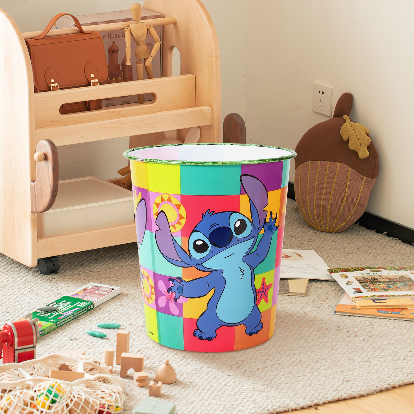 Stitch Kids Childrens Waste Bucket Paper Bin Basket for Bedroom Study Desk Dustbin