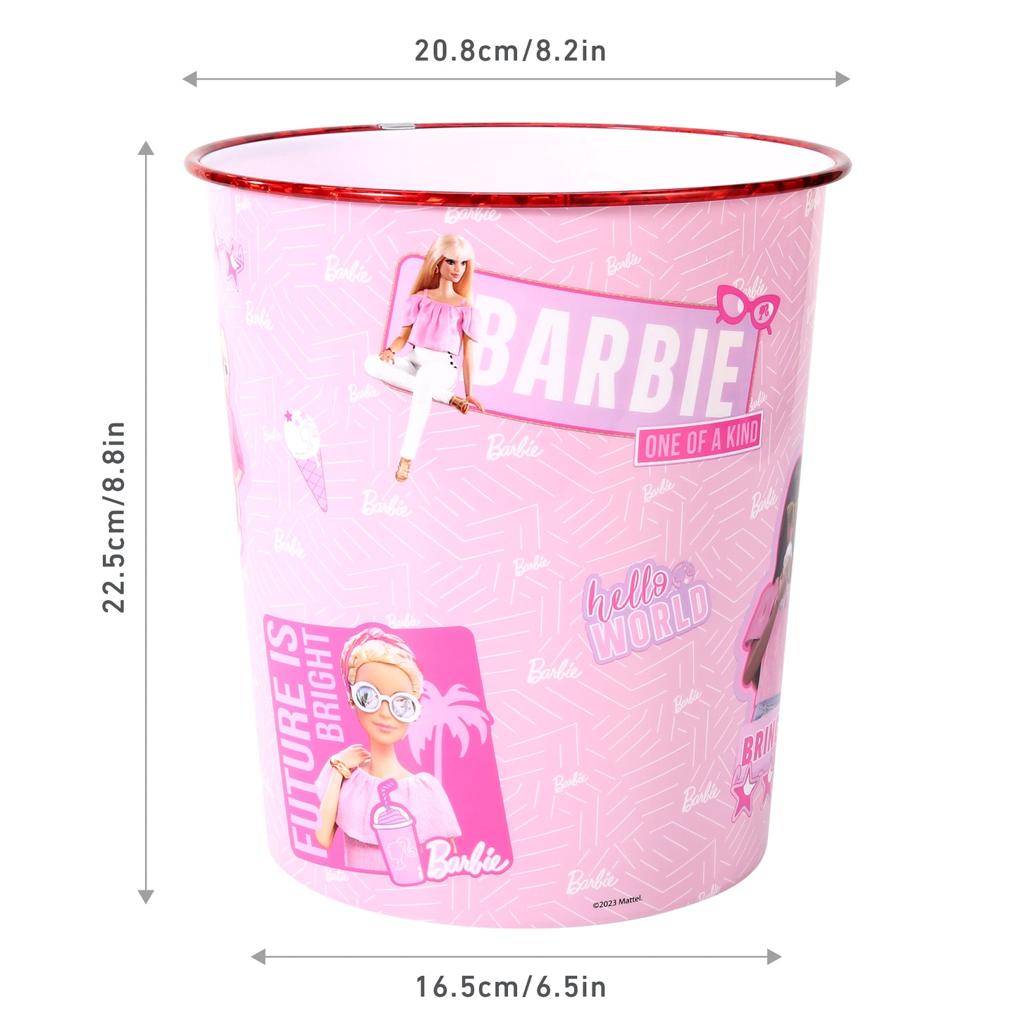 Barbie Kids Childrens Waste Bucket Paper Bin Basket for Bedroom Study Desk Dustbin