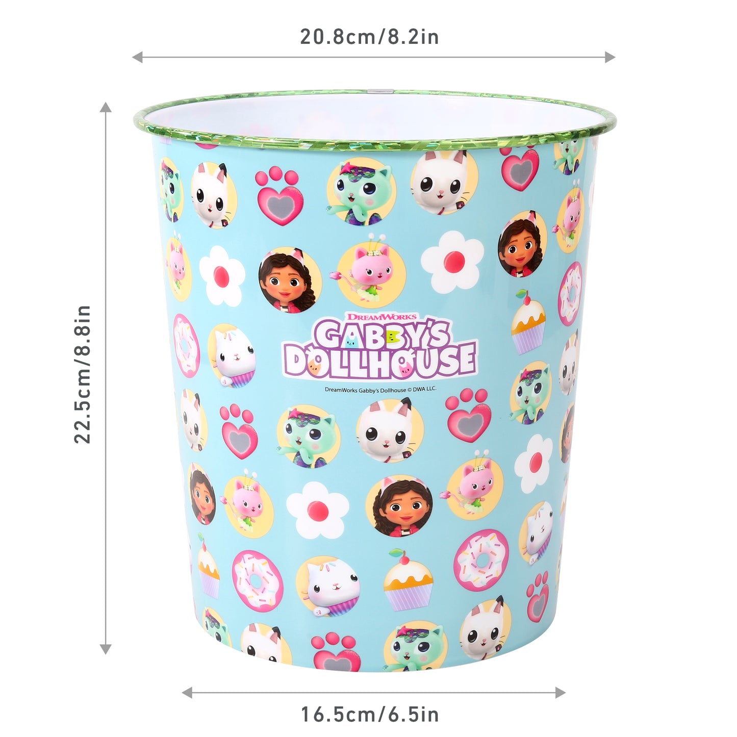 Gabby's Dollhouse Kids Childrens Waste Bucket Paper Bin Basket for Bedroom Study Desk Dustbin