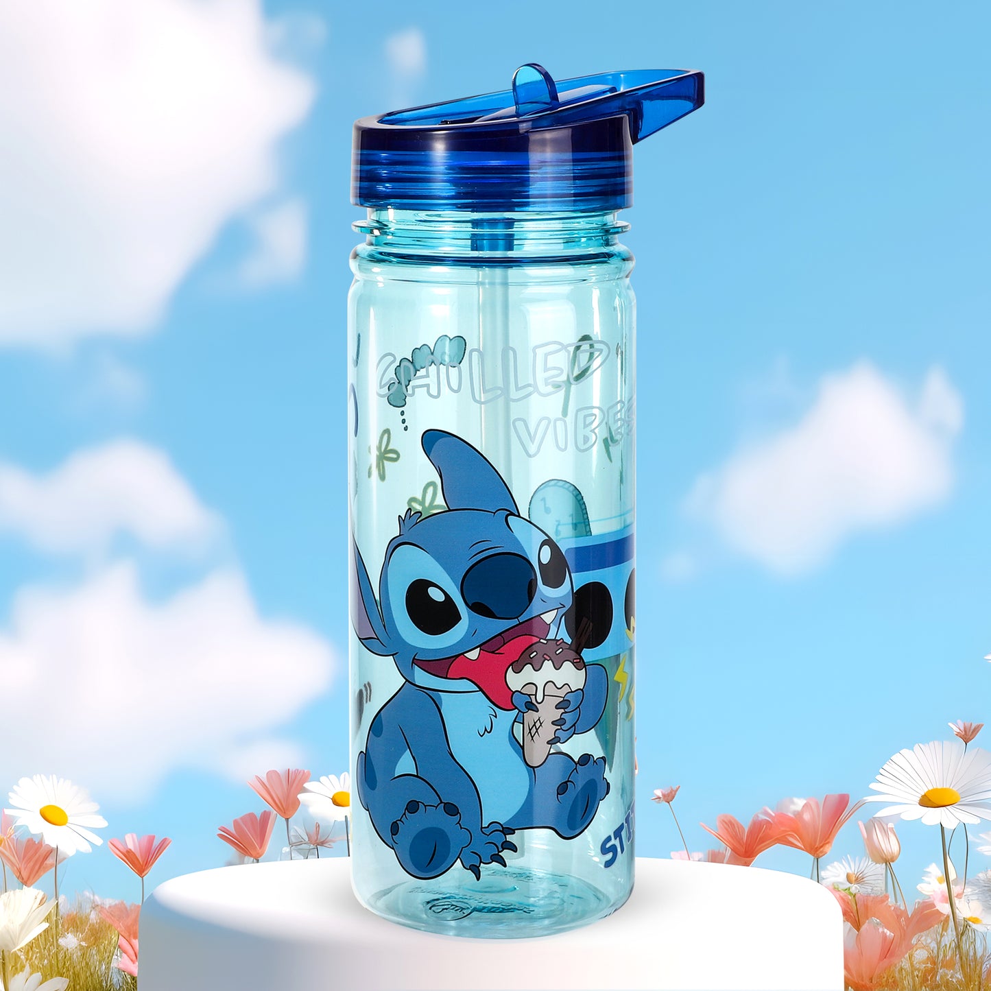 Stitch 580ml Water Bottle for Kids, School Drinks Bottle Made of Durable Ecozen BPA Free