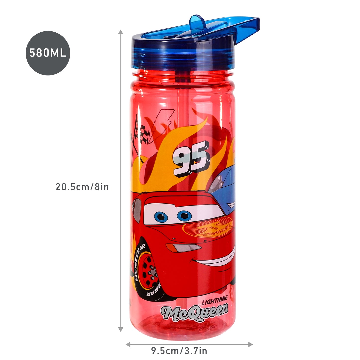 Cars Lightning McQueen 580ml Water Bottle for Kids, School Drinks Bottle Made of Durable Ecozen BPA Free