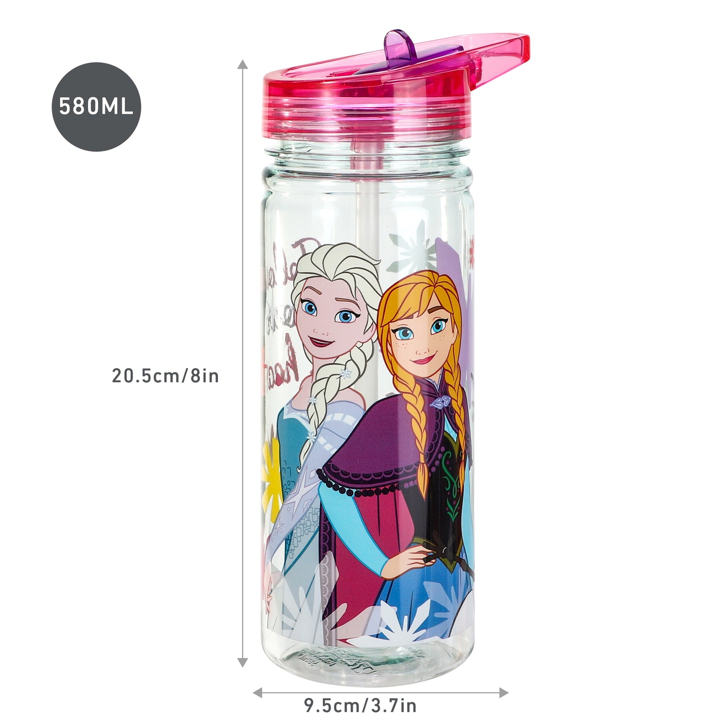 Disney Frozen 580ml Water Bottle for Kids, School Drinks Bottle Made of Durable Ecozen BPA Free