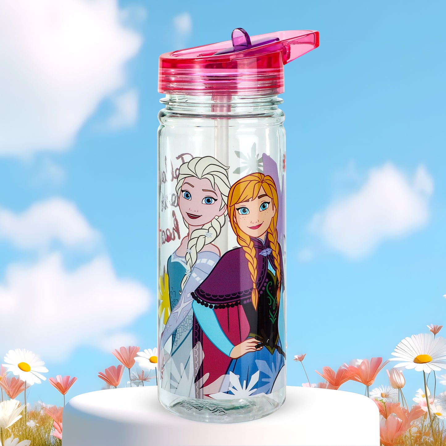 Disney Frozen 580ml Water Bottle for Kids, School Drinks Bottle Made of Durable Ecozen BPA Free
