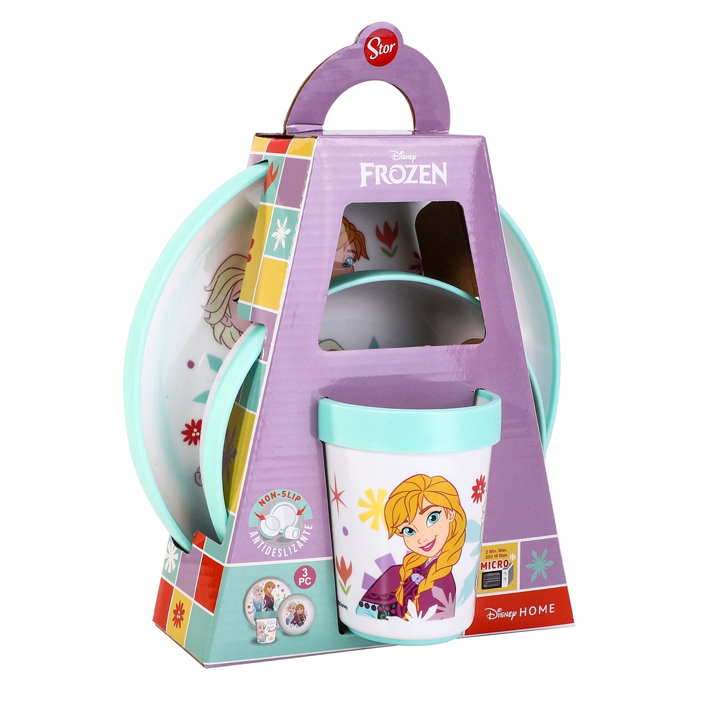 Frozen Flowers 3pcs Bicolor Premium Kids Dinner Tableware Set Plate, Bowl & Tumbler, BPA Free