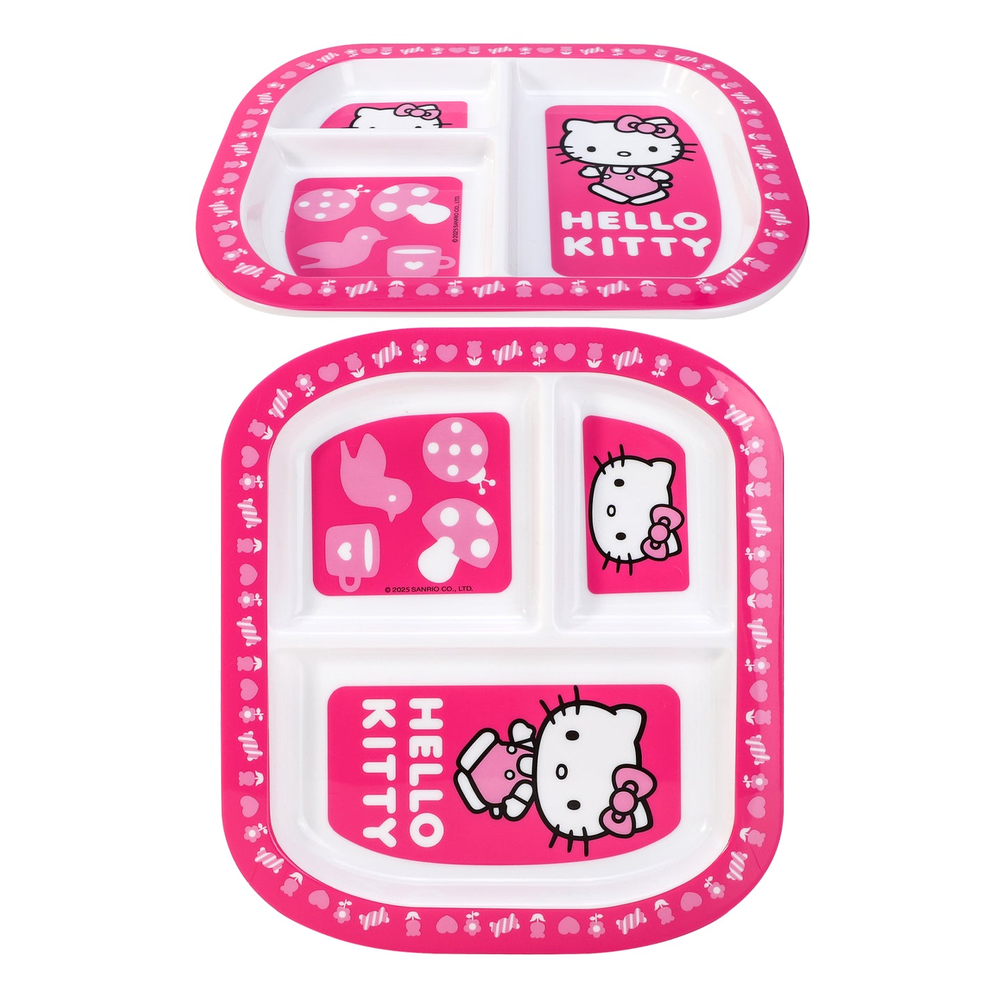 Hello Kitty Pink 3 Section Childrens Divided Breakfast Lunch Dinner Plate
