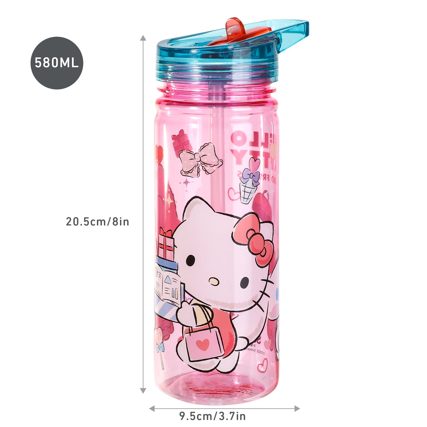 Hello Kitty & Friends 580ml Water Bottle for Kids, School Drinks Bottle Made of Durable Ecozen BPA Free