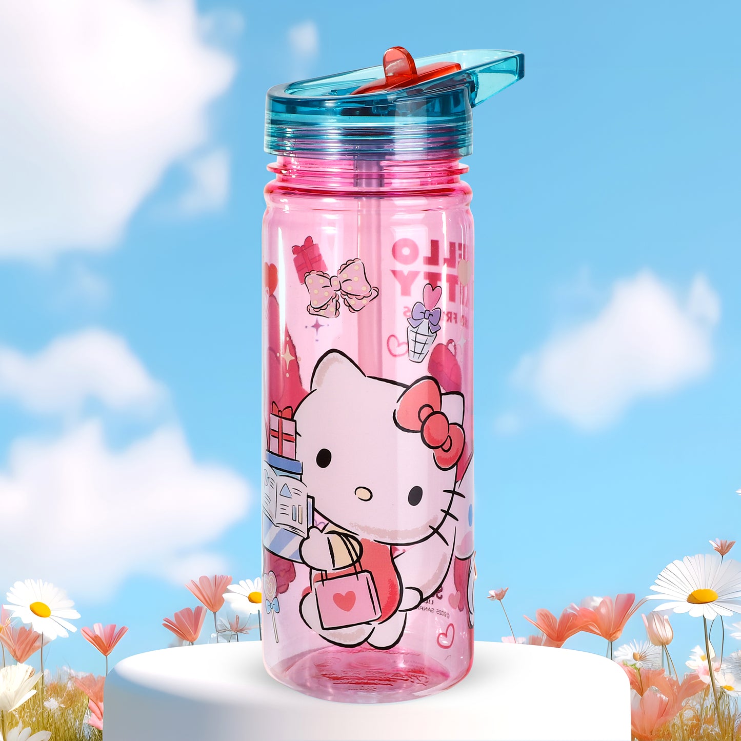 Hello Kitty & Friends 580ml Water Bottle for Kids, School Drinks Bottle Made of Durable Ecozen BPA Free