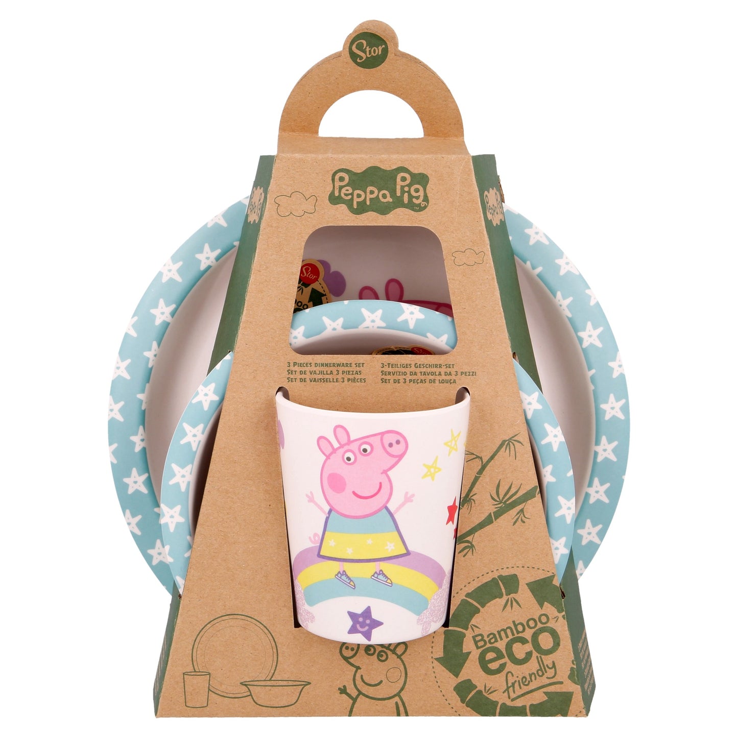Peppa Pig 3Pcs Wooden Kids - Plate, Bowl and Tumbler Lunch Dinner Set