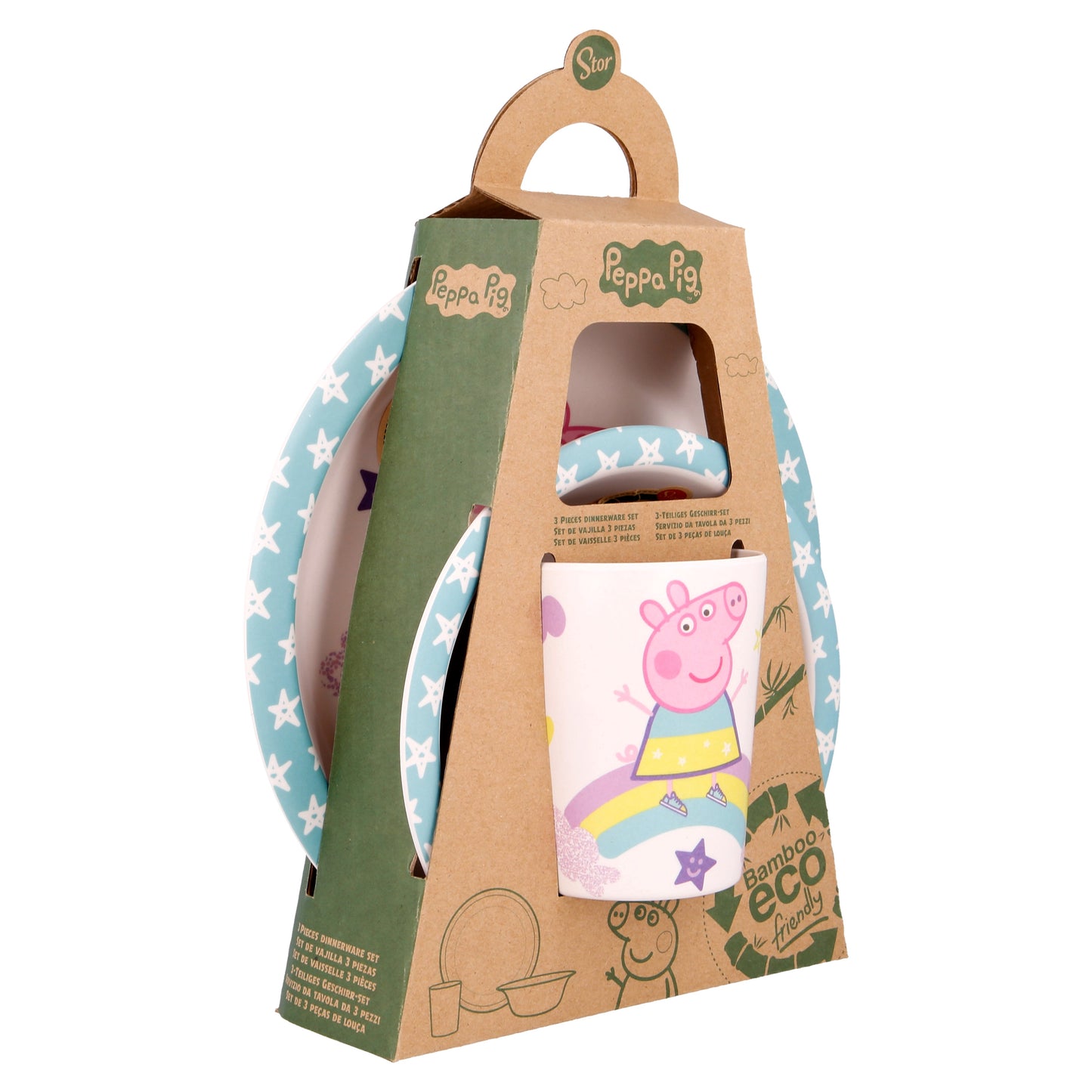 Peppa Pig 3Pcs Wooden Kids - Plate, Bowl and Tumbler Lunch Dinner Set