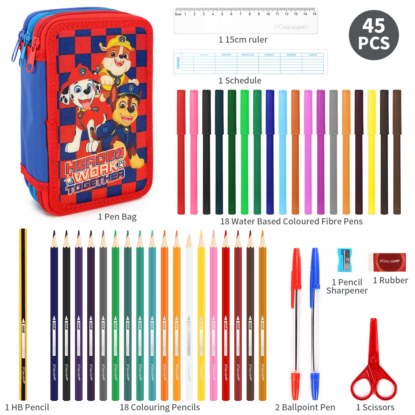 Paw Patrol 3 Tier Large Pencil Case School Supplies Pens Pencils Sets