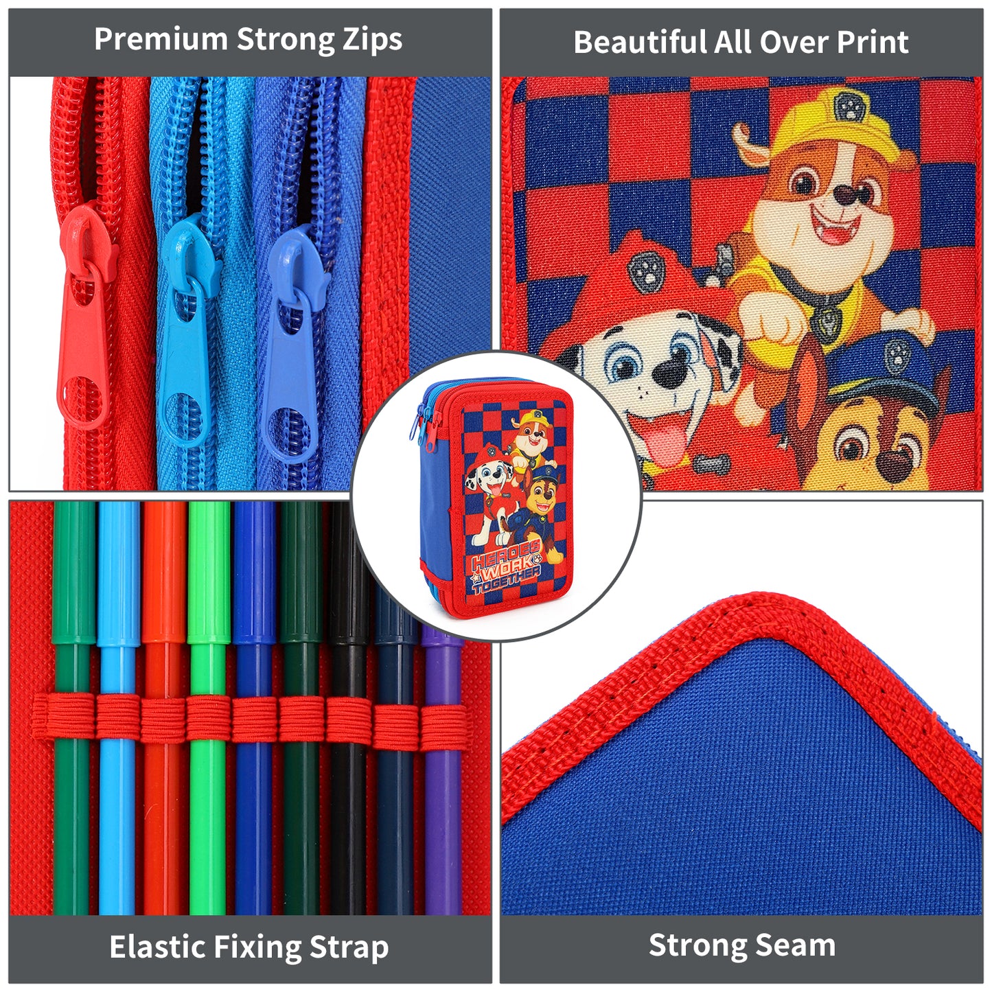 Paw Patrol 3 Tier Large Pencil Case School Supplies Pens Pencils Sets