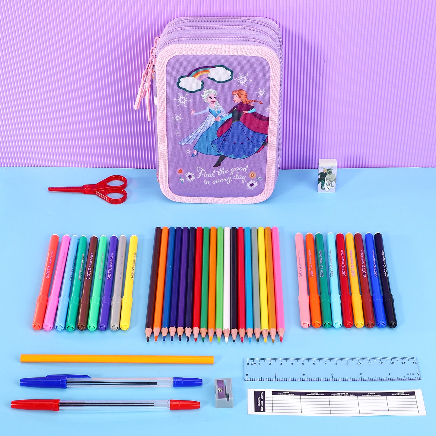 Disney Frozen 3 Tier Large Pencil Case School Supplies Pens Pencils Sets