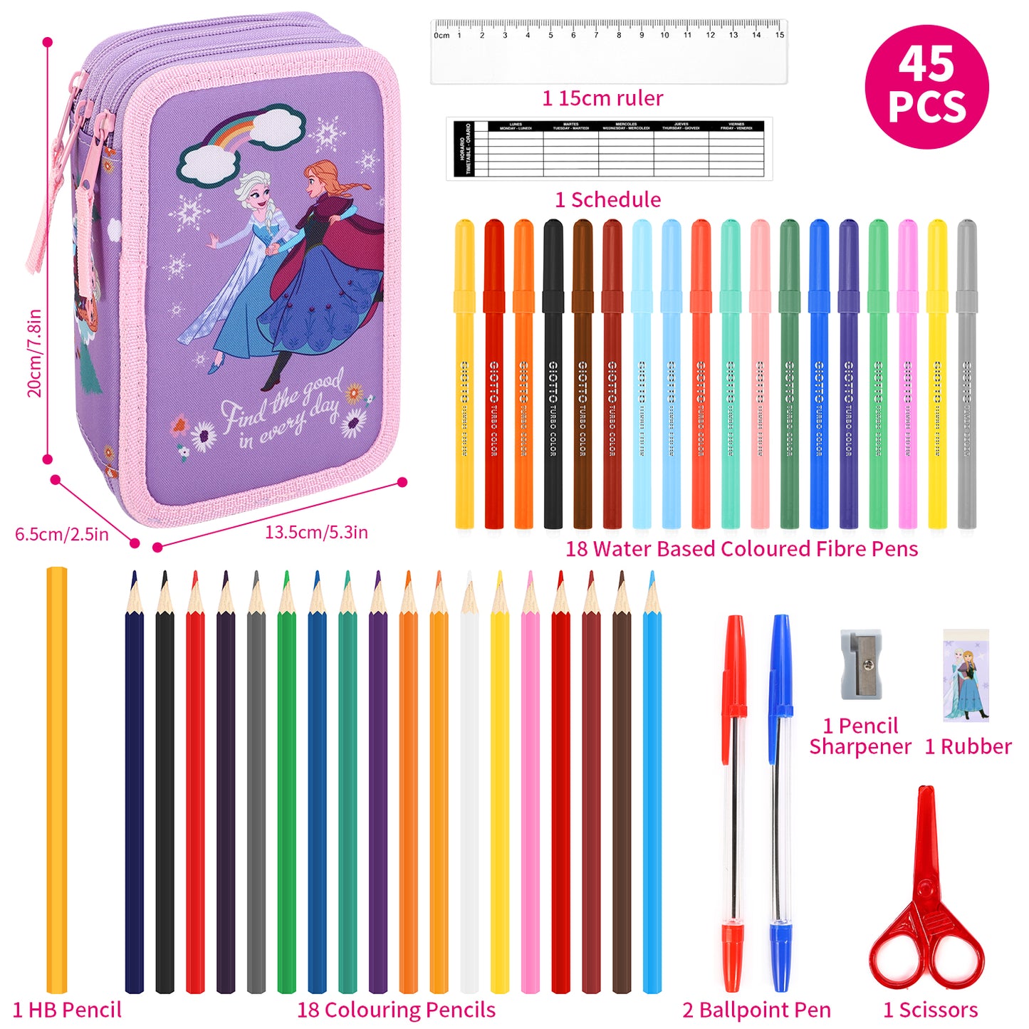 Disney Frozen 3 Tier Large Pencil Case School Supplies Pens Pencils Sets