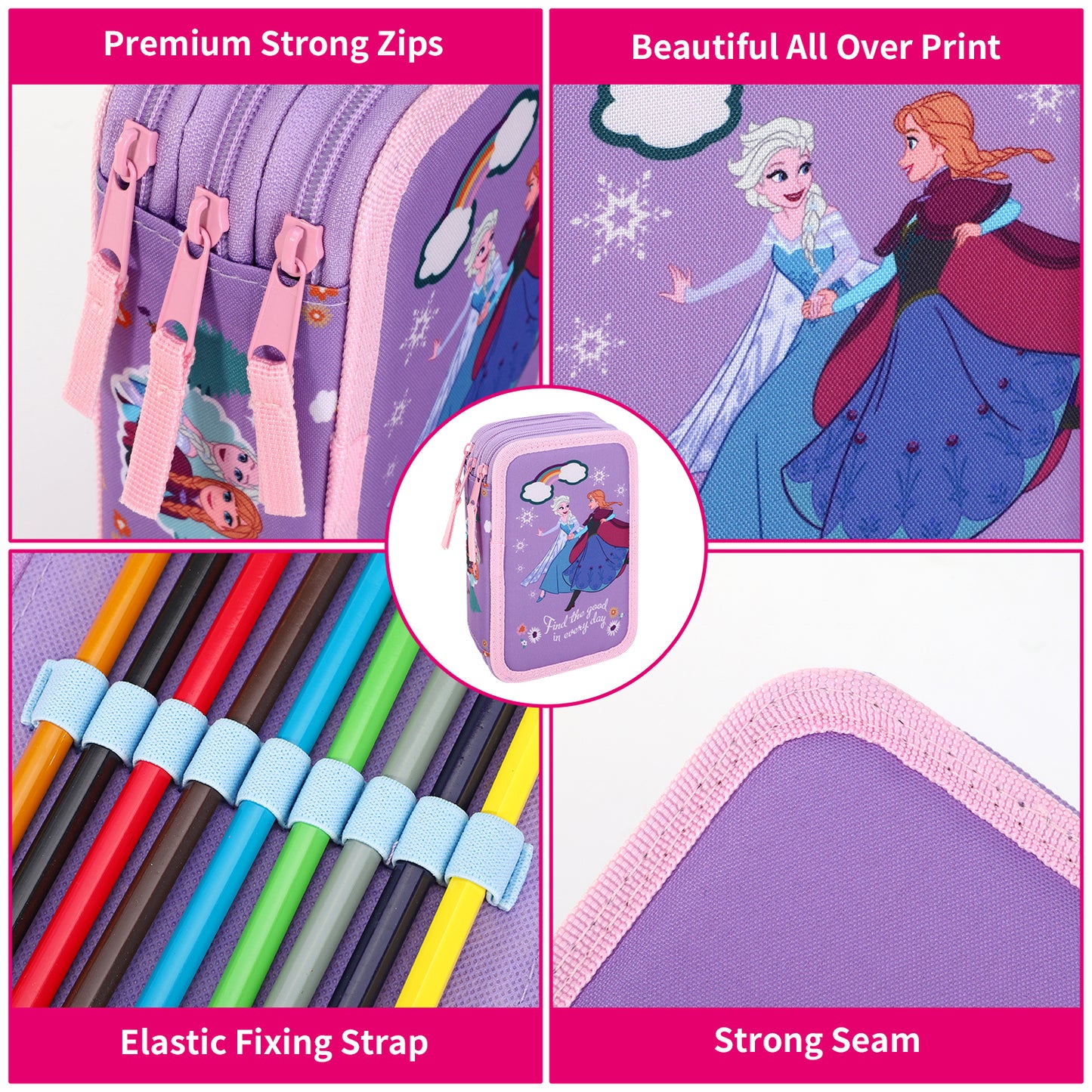 Disney Frozen 3 Tier Large Pencil Case School Supplies Pens Pencils Sets