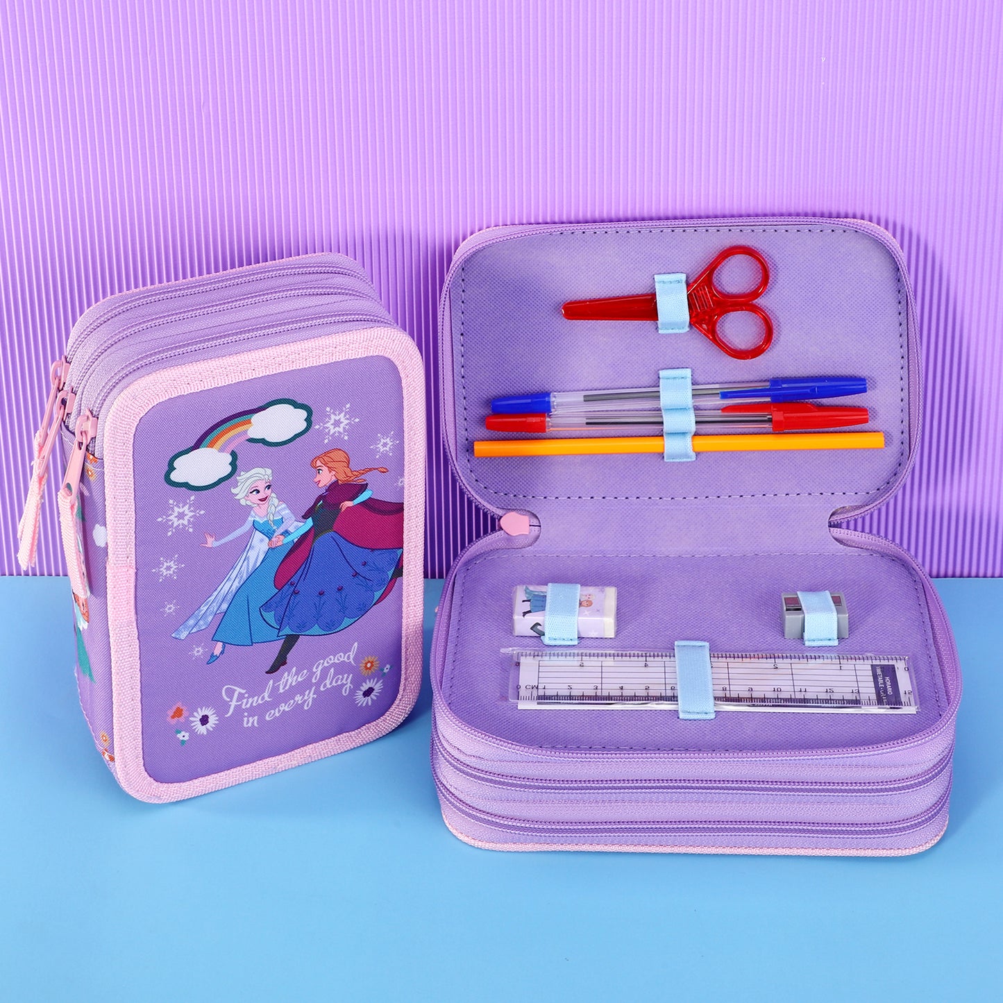 Disney Frozen 3 Tier Large Pencil Case School Supplies Pens Pencils Sets
